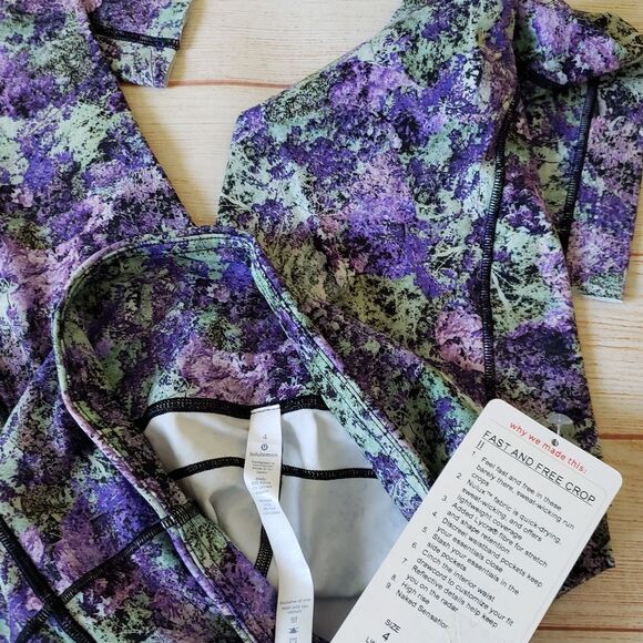 Lululemon Fast and Free Crop II Nulux 19" Leggings in Vivid Vision Yoga Athletic - Picture 10 of 14